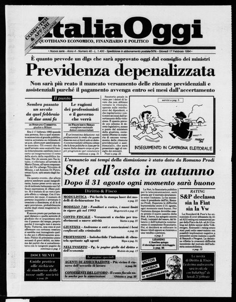 Italia oggi : quotidiano di economia finanza e politica